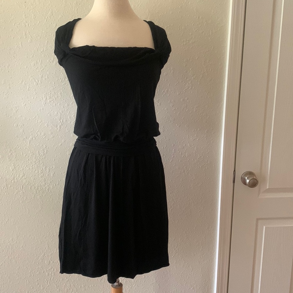 Max Studio Square Neck Cap Sleeve Black Dress XS/ S